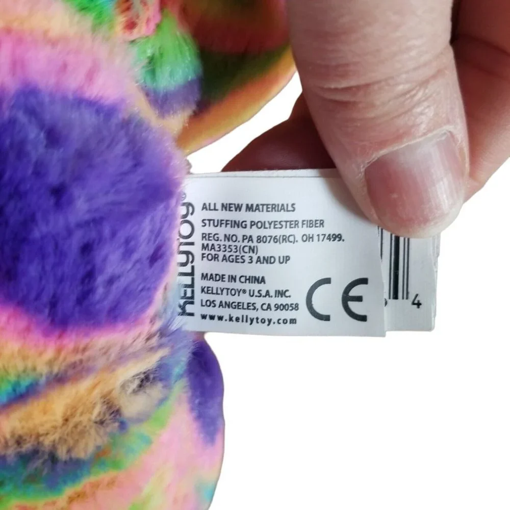 Kellytoy Plush Rainbow Teddy Bear Stuffed Animal Toy Groovy Hippy Colorful 2015